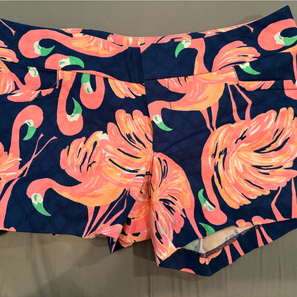Lilly Pulitzer Navy & Coral Flamingo Print Shorts